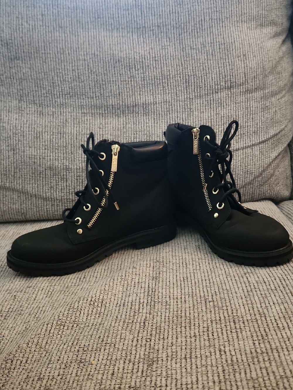 GUESS Black Women's Lace-Up Ankle Boots with Side Zipper